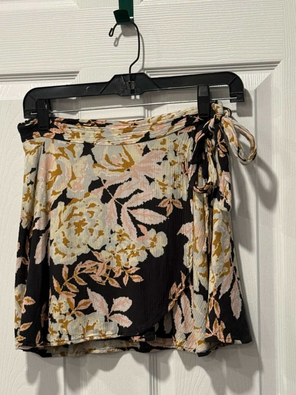 Vintage Havana Black Floral Asymmetrical Wrap Skirt